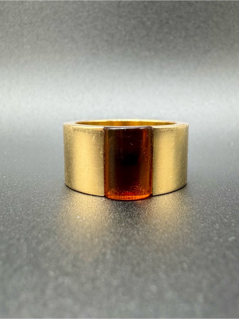 Vintage Gucci 18k Yellow Gold Citrine Wide Band Size 6.5